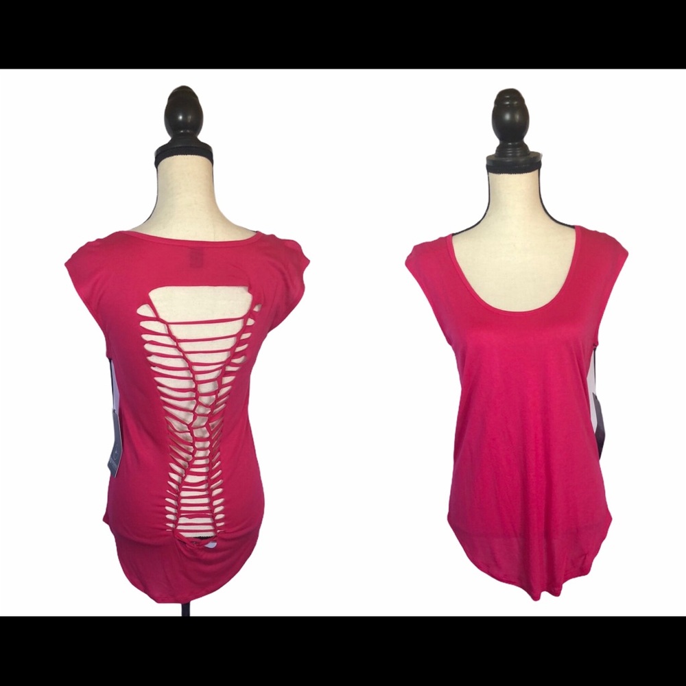 Rubine Red Top With Fabric Back Design Size Medium